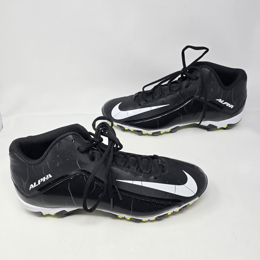 Nike Alpha Shark 2 Mid Football Cleats Mens Size 12 Black/ White Swoosh.